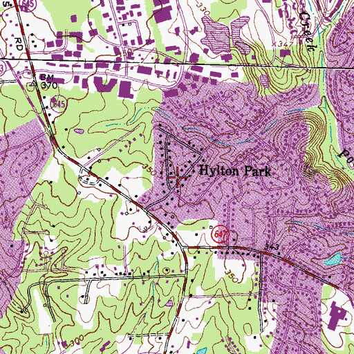 Topographic Map of Hylton Park, VA