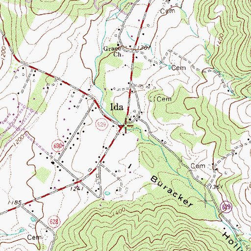 Topographic Map of Ida, VA
