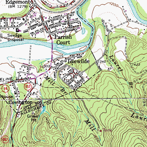 Topographic Map of Idlewilde, VA