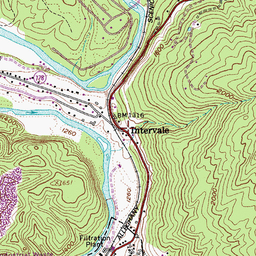 Topographic Map of Intervale, VA