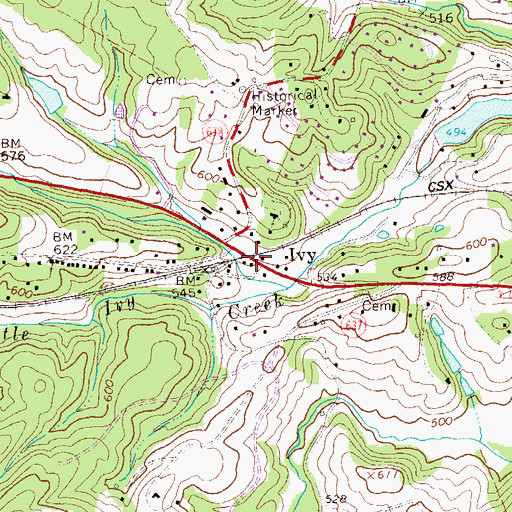 Topographic Map of Ivy, VA
