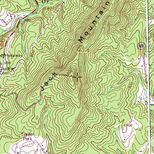 Topographic Map of Jack Mountain, VA