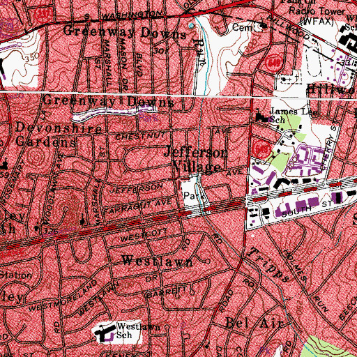 Topographic Map of Jefferson Village, VA