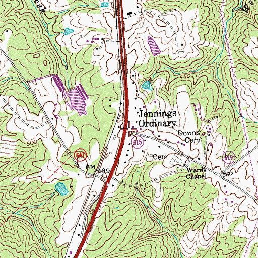 Topographic Map of Jennings Ordinary, VA