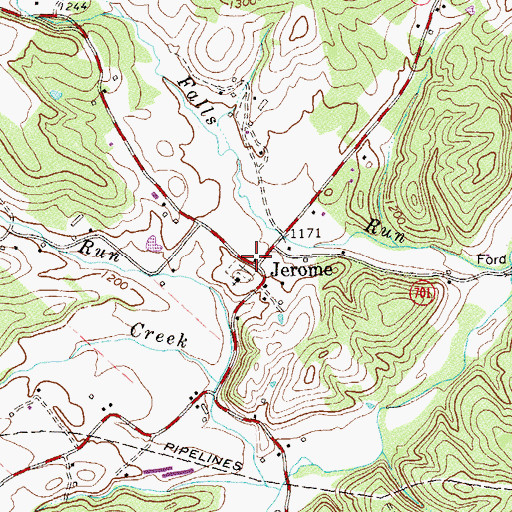 Topographic Map of Jerome, VA