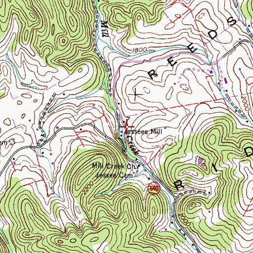 Topographic Map of Jessees Mill, VA