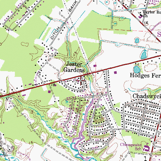 Topographic Map of Jester Gardens, VA