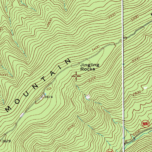 Topographic Map of Jingling Rocks, VA