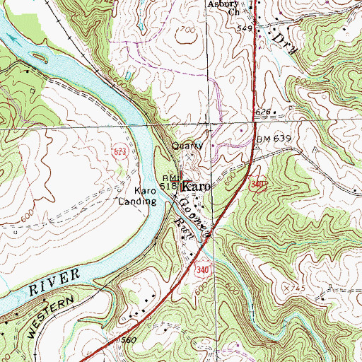 Topographic Map of Karo, VA