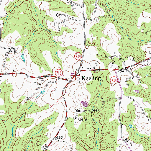 Topographic Map of Keeling, VA