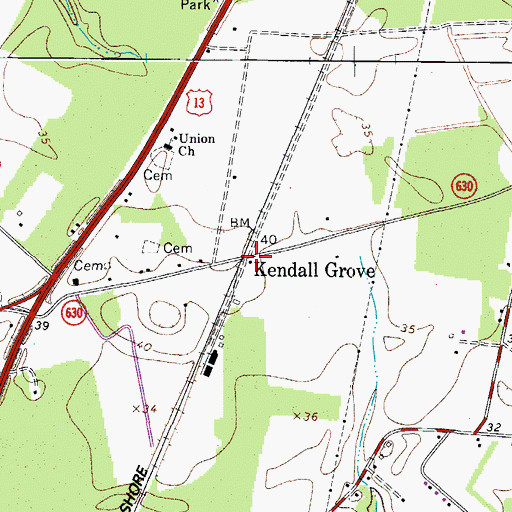 Topographic Map of Kendall Grove, VA
