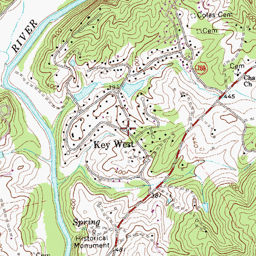 Topographic Map of Key West, VA