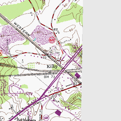 Topographic Map of Kilby, VA