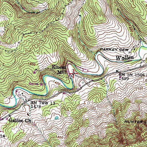 Topographic Map of Kincer Mill, VA