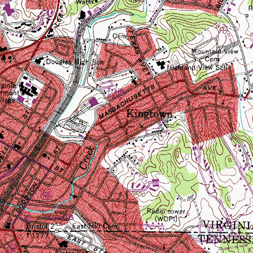 Topographic Map of Kingtown, VA