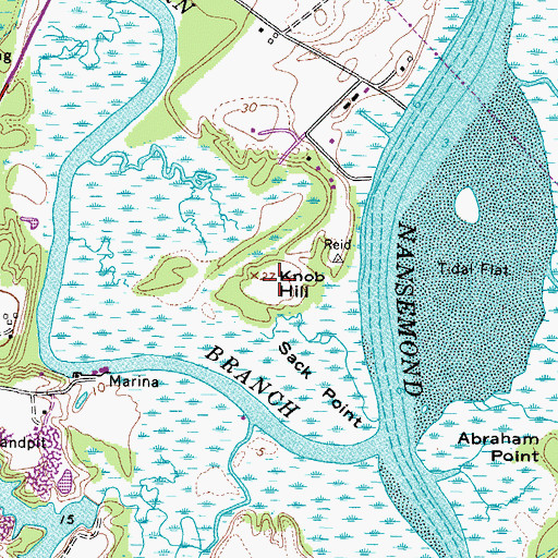 Topographic Map of Knob Hill, VA