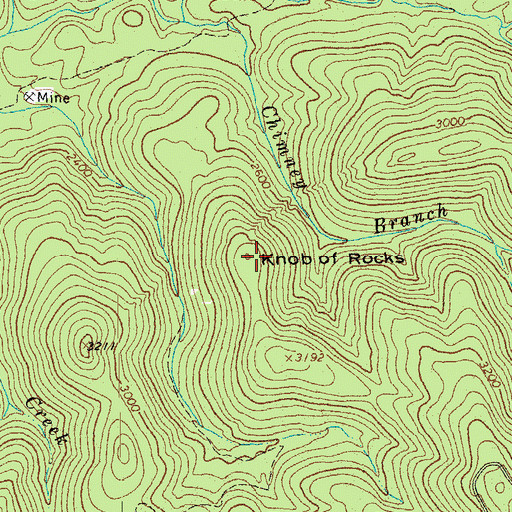 Topographic Map of Knob of Rocks, VA