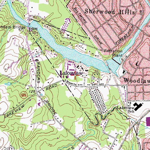 Topographic Map of Lakeview, VA