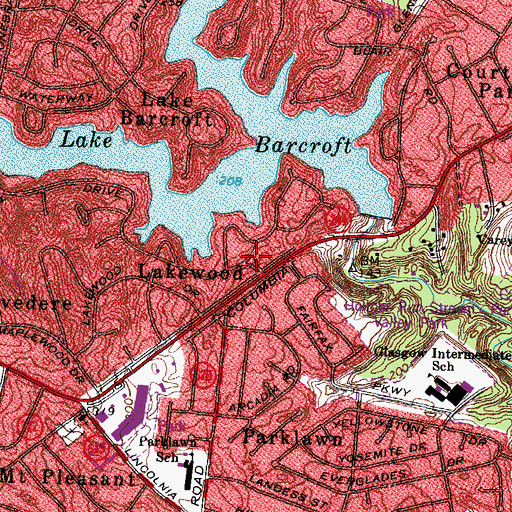 Topographic Map of Lakewood, VA
