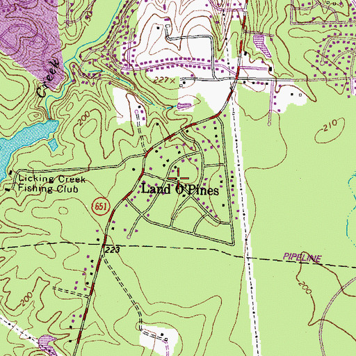 Topographic Map of Land O'Pines, VA