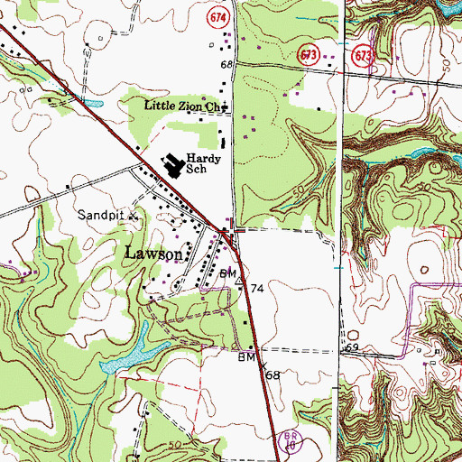 Topographic Map of Lawson, VA