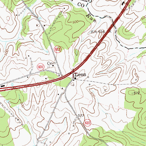 Topographic Map of Leon, VA