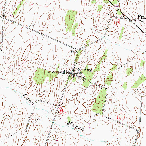 Topographic Map of Lewisville, VA