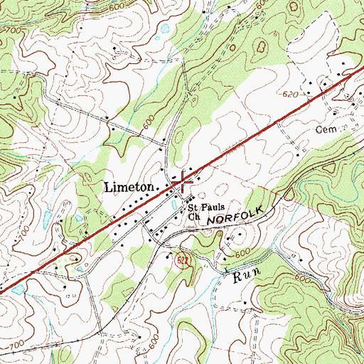 Topographic Map of Limeton, VA