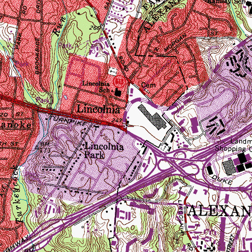 Topographic Map of Lincolnia, VA