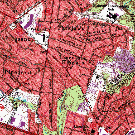 Topographic Map of Lincolnia Heights, VA