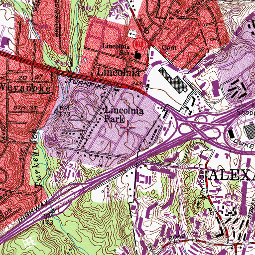 Topographic Map of Lincolnia Park, VA