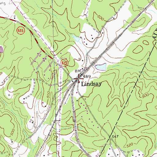 Topographic Map of Lindsay, VA