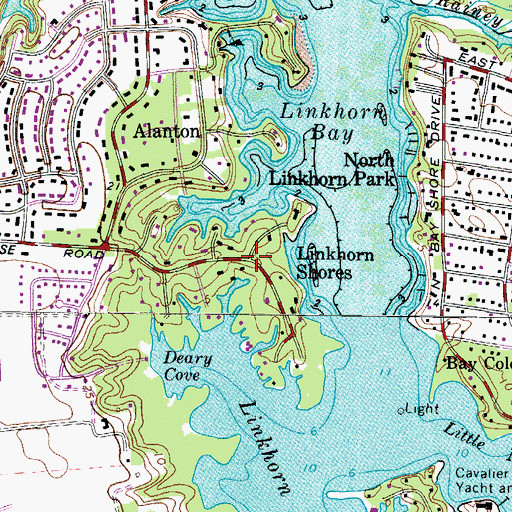 Topographic Map of Linkhorn Shores, VA