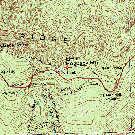 Topographic Map of Little Hogback Mountain, VA