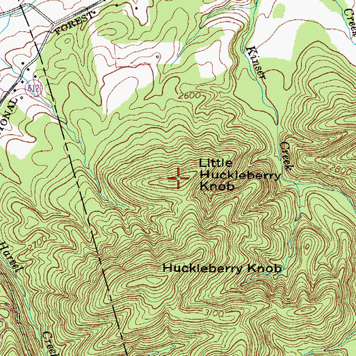 Topographic Map of Little Huckleberry Knob, VA