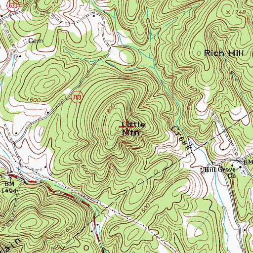 Topographic Map of Little Mountain, VA