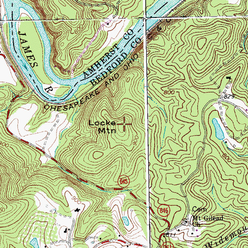 Topographic Map of Locke Mountain, VA