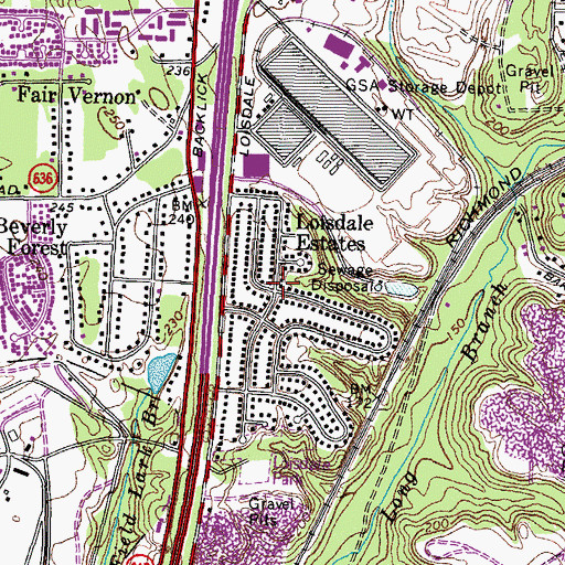 Topographic Map of Loisdale Estates, VA
