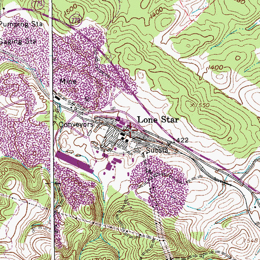 Topographic Map of Lone Star, VA