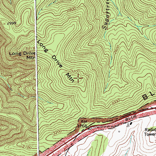 Topographic Map of Long Drive Mountain, VA