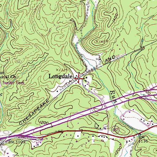 Topographic Map of Longdale, VA