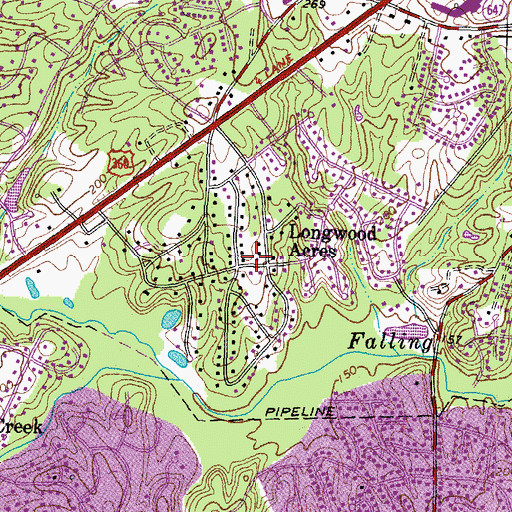 Topographic Map of Longwood Acres, VA