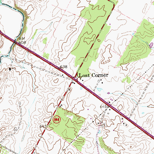 Topographic Map of Lost Corner, VA