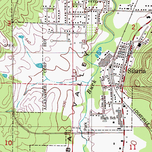 Topographic Map of Buck Creek Spring, AL