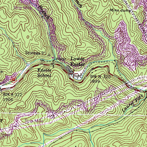 Topographic Map of Lower Exeter, VA