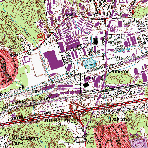 Topographic Map of Lunt, VA