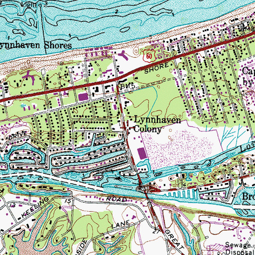 Topographic Map of Lynnhaven Colony, VA