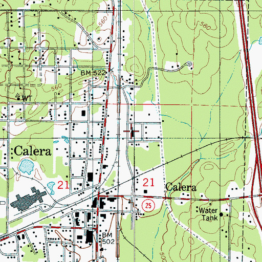 Topographic Map of Calera Elementary School, AL