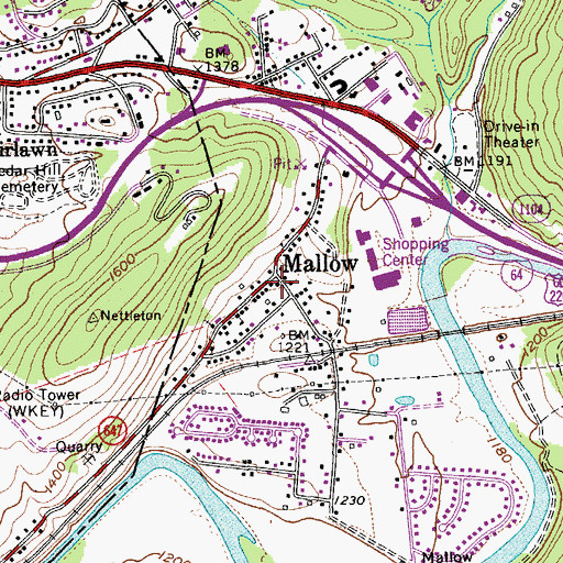 Topographic Map of Mallow, VA