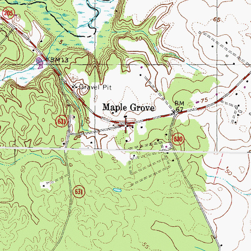 Topographic Map of Maple Grove, VA